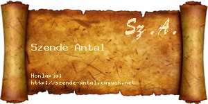 Szende Antal névjegykártya